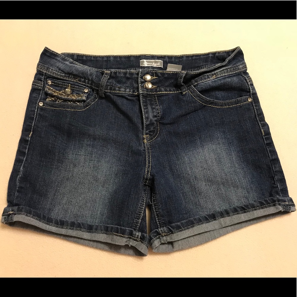 Soundgirl Medium Wash Long Denim Short